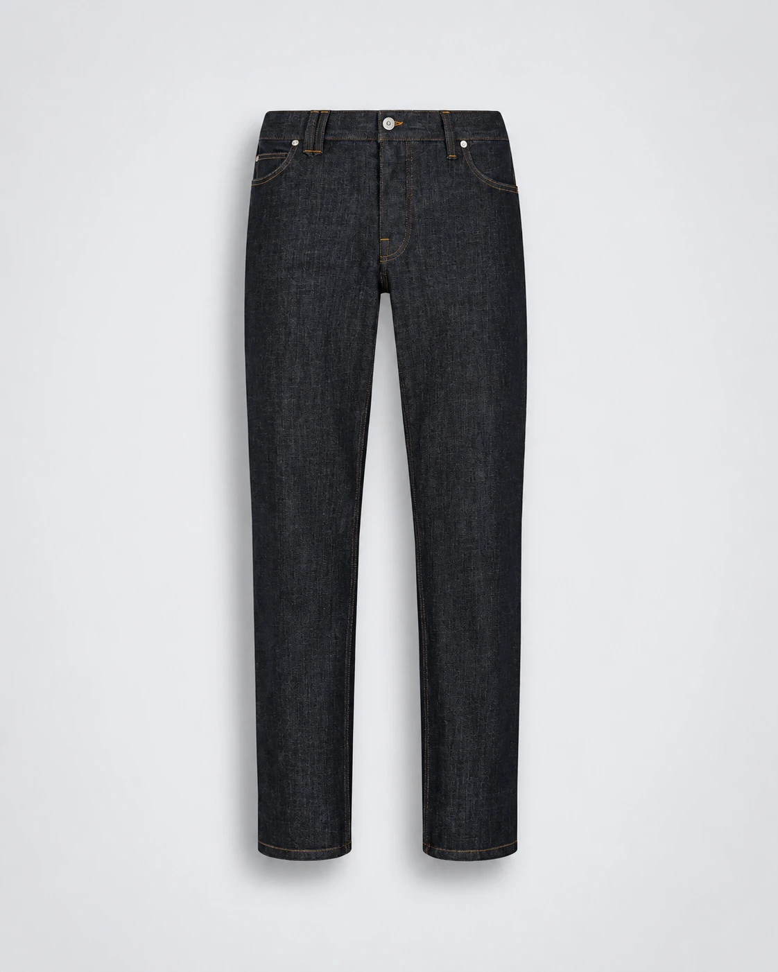 Deep indigo bespoke jeans with a clean tailored fit