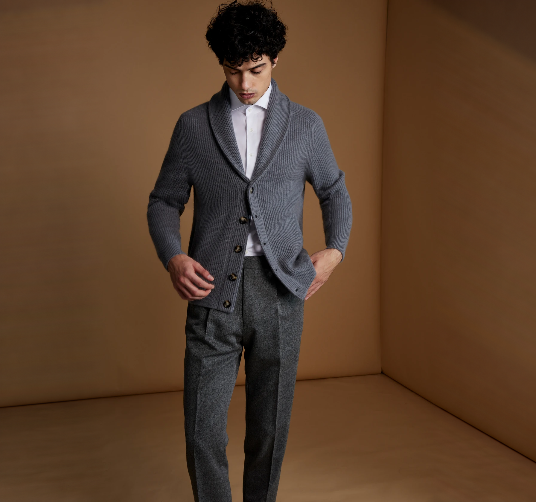 Smoke-gray bespoke cardigan