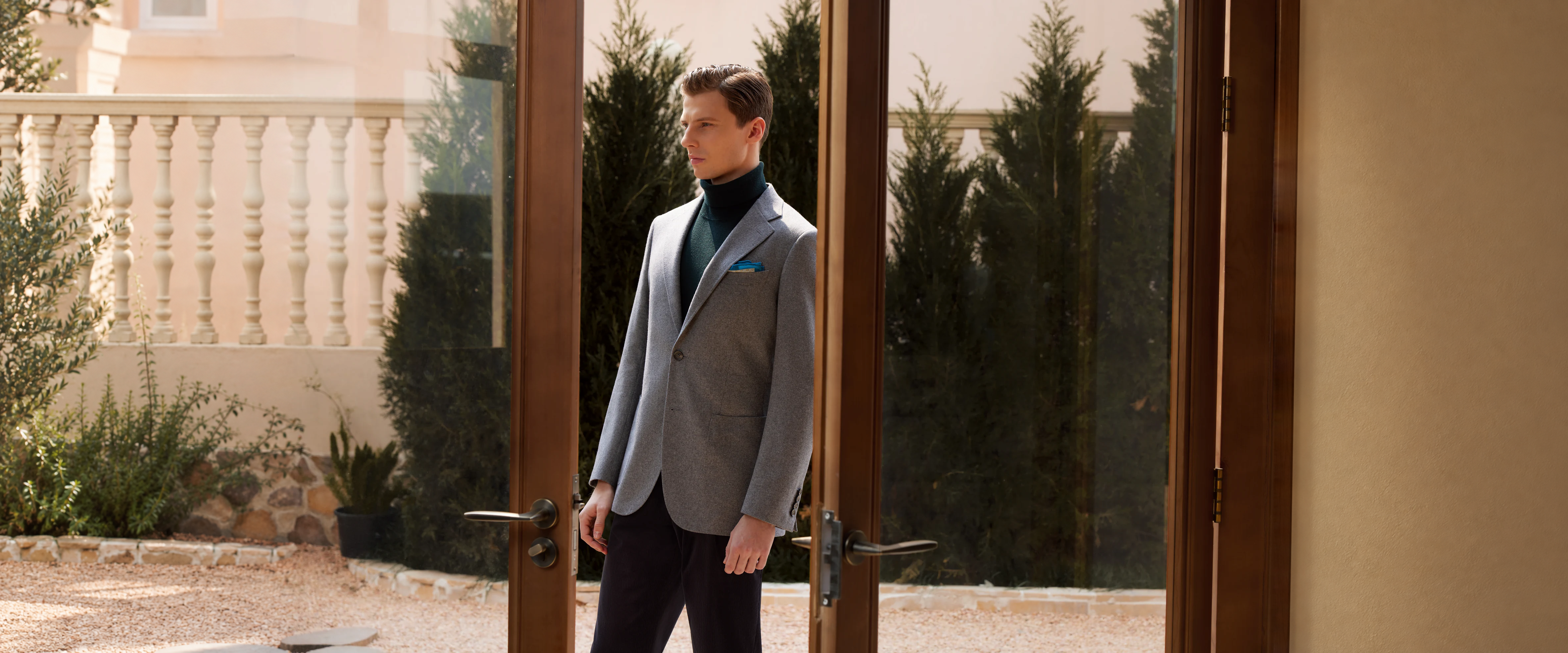 Made-to-measure suit, sport jacket, overcoat, shirt, and knitwear in a refined wardrobe