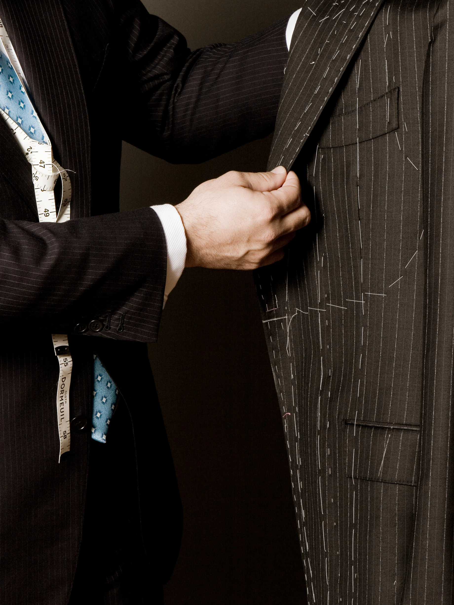 An existing tailoring pattern being precisely refined for made-to-measure clothing